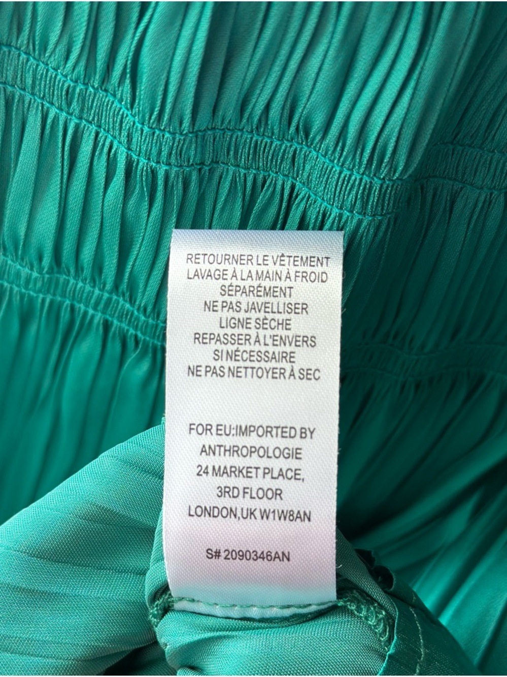 Current Air Teal Pleated Long-Sleeve Tie-Neck Dress - Picture 7 of 7